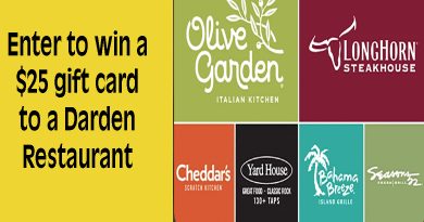 Win a $25 Gift Card to Darden Restaurants